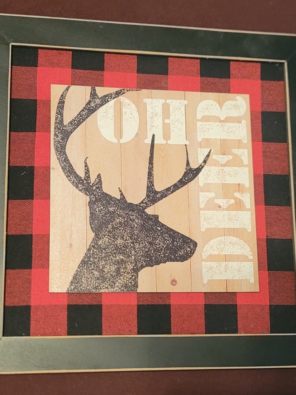 Hobby Lobby Red and Black Buffalo Plaid Deer Wall Art